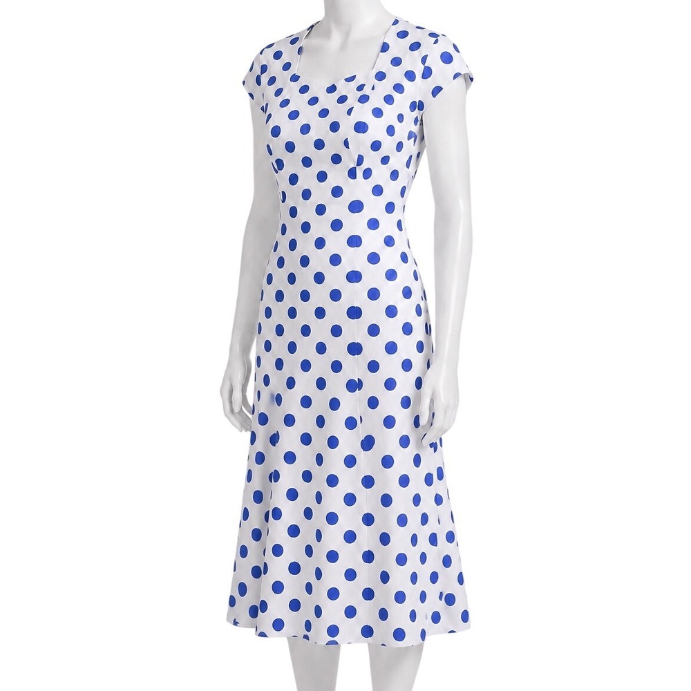 BETTIE PAGE Women's Polka Dot Bodycon Stretch Pinup Midi Dress | Size M